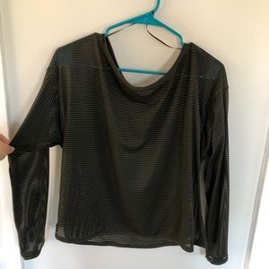 Green see through cropped lulu lemon workout top